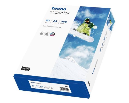 500 Blatt tecno®superior A4 Druckerpapier hochweiß (170 CI), 80 g/m2 - mit ColorLok®-Technologie