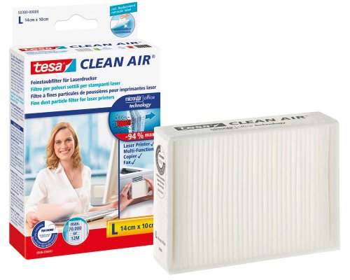 Tesa Clean Air Laserdrucker-Feinstaubfilter Größe L (12 Monate / 70.000 Seiten) 14 cm x 10 cm