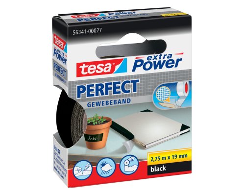 tesa extra Power Perfect Gewebeband, Schwarz