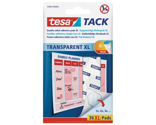 tesa Tack Doppelseitige Klebepads XL, 36 Stück