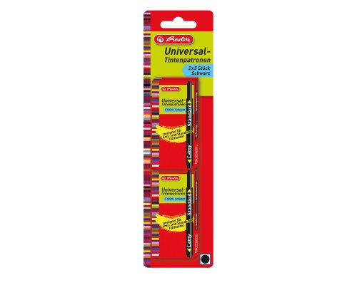 10 Herlitz Universal-Tintenpatronen für fast alle Standard- Füllhalter, u.a. für LAMY-Füller/ Pelikan-Füller u.a schwarz