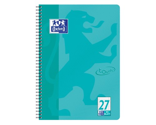 OXFORD Premium TOUCH Collegeblock A4+ Liniert mit Rändern rechts und links (Lineatur 27), 90 g/m² OPTIK PAPER®, 80 Blatt, Doppelspirale