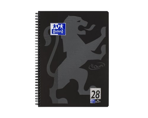 OXFORD Premium TOUCH Collegeblock A4+ Kariert mit Rändern rechts und links (Lineatur 28), 90 g/m² OPTIK PAPER®, 80 Blatt, Doppelspirale