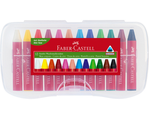 Faber-Castell Wachsmalkreiden 12er JUMBO in Kunststoffbox