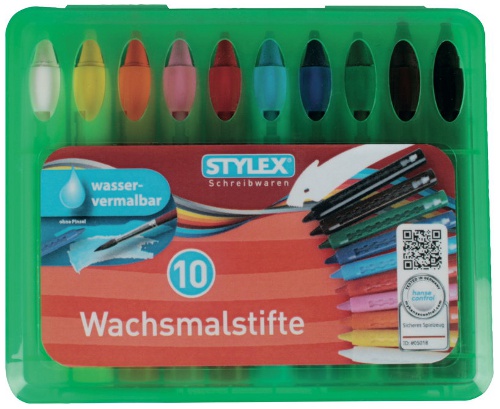Wachsmalstifte, wasservermalbar 10 Farben