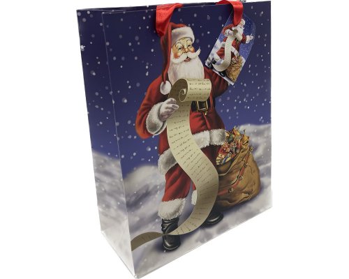 Geschenktüte Weihnachten - Motiv: Weihnachtsmann - Größe: 23 x 18 x 8 cm