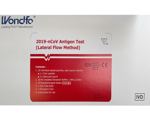Wondfo 2019-nCoV Antigen Test (Packung: 20 Tests) BfArM gelistet. Nur für den professionellen Einsatz (zB Apotheken, Testzentren, Firmen)