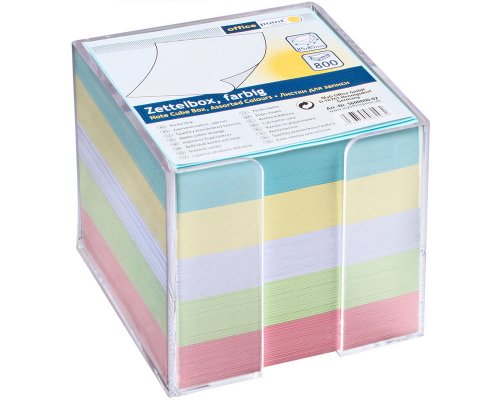 Zettelbox/ Zettelkasten mit Inhalt 800 Blatt farbiges Papier 9 x 9 cm
