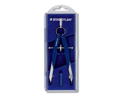 Staedtler Mars Comfort 556 Geometriezirkel im Etui mit Klappdeckel, blau-silber